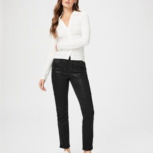 Paige Jolie Straight Leg Coated Black Denim